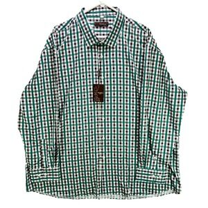 Vitarelli Performance Dress Shirt Mens 4XL Green Blue Check Button Up NWT